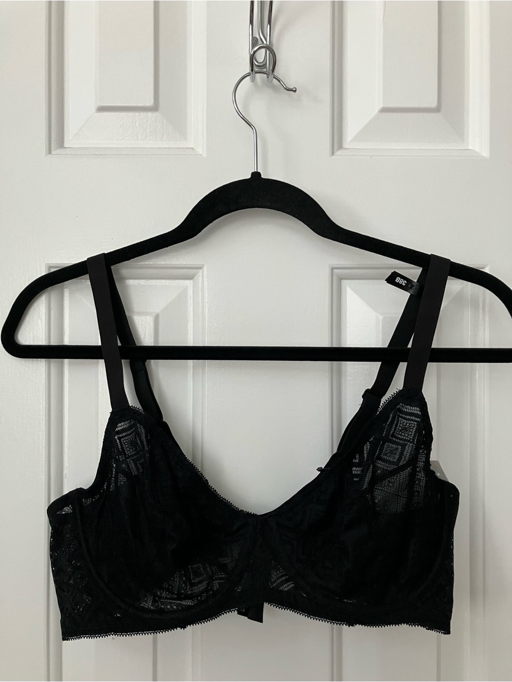 DKNY Black Lace Underwire Bra - Sheer Geometric Design
